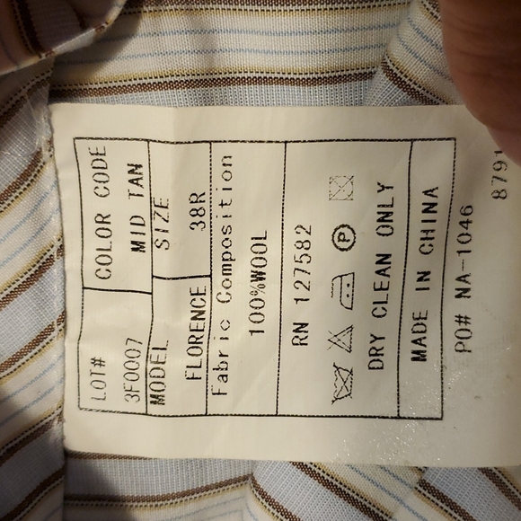 Paul Betenly Florence Vantage Super 120's Wool Men's Mid Tan Suit Pants - 38R - Picture 9 of 9